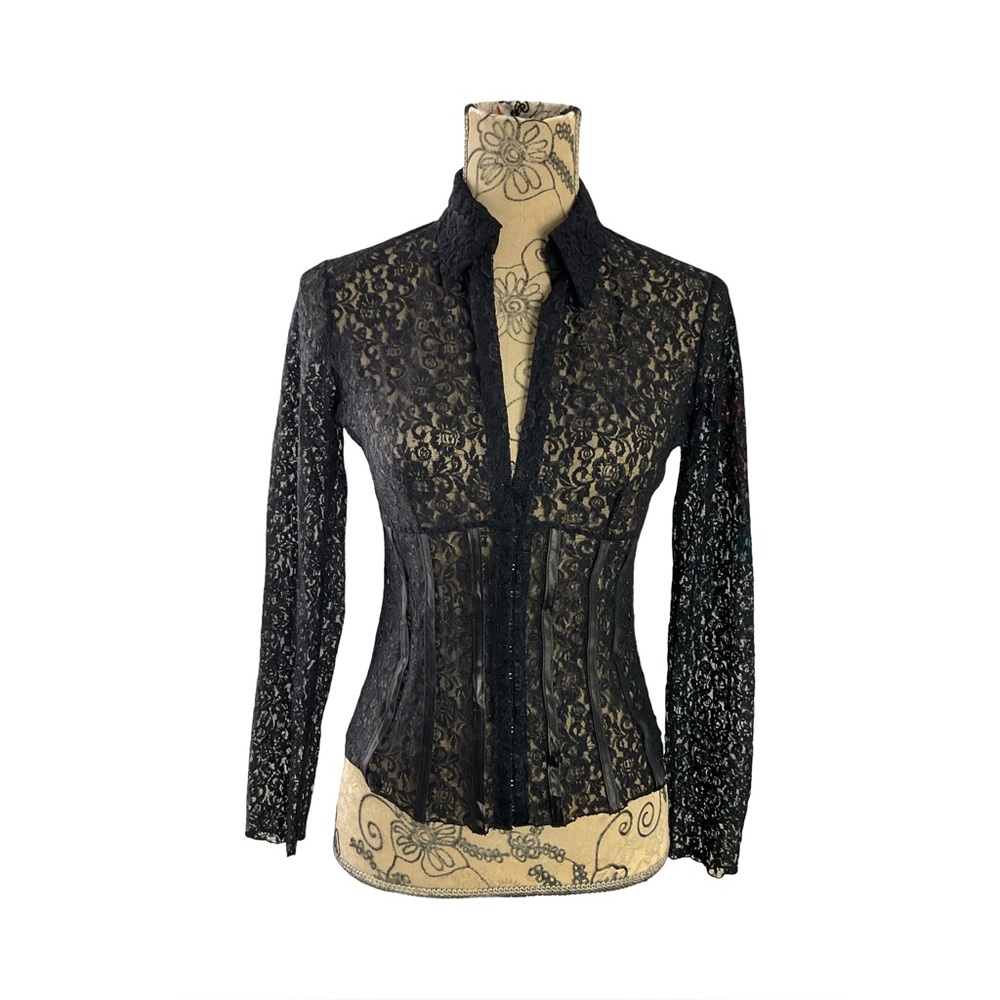 Sandro Black Lace Blouse Size Small